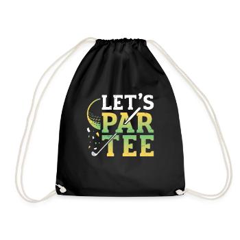 Lets Par, Tee Golfer, Funny Golf Club - Drawstring Bag - black - Front