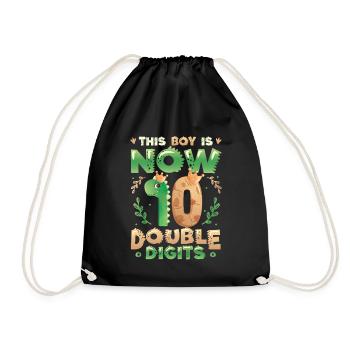 This boy is now 10, double digits - Drawstring Bag - black - Front