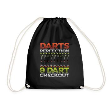 Dart Perfection, 9 Dart Checkout, Dart Spieler - Turnbeutel - Schwarz - Vorne