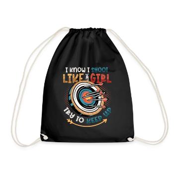 I know I'm shooting like a girl - Drawstring Bag - black - Front