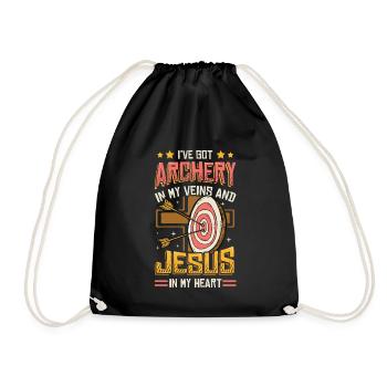 Religious archer, Archery - Drawstring Bag - black - Front