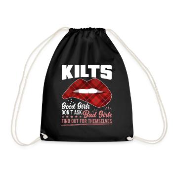 Schottischer Kilt Spruch Schottenrock Schottland - Turnbeutel - Schwarz - Vorne