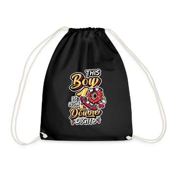 This boy is now 10, double digits - Drawstring Bag - black - Front