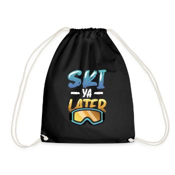 Ski Ya Later, fun skiing - Drawstring Bag - black - Front