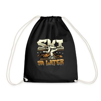 Ski Ya Later, fun skiing - Drawstring Bag - black - Front