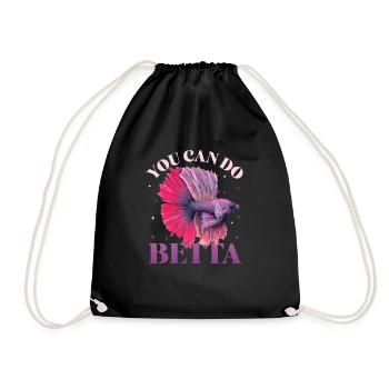 Keeping betta fish - Drawstring Bag - black - Front