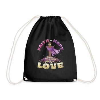 Faith, Hope, Love Church, Religion - Drawstring Bag - black - Front