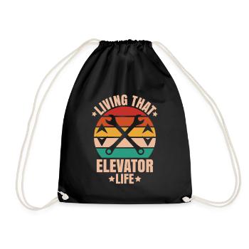 Elevator Fitter Elevator Mechanic Elevator Mechanic - Drawstring Bag - black - Front