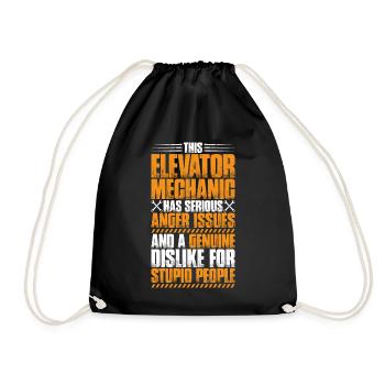 Elevator Fitter Elevator Mechanic Elevator Mechanic - Drawstring Bag - black - Front
