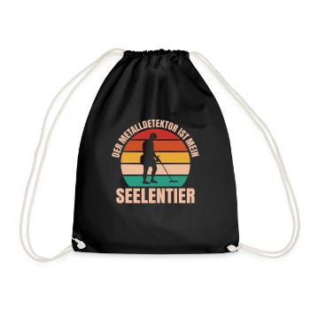 Sondengänger Sondler Metalldetektor Detectorist - Turnbeutel - Schwarz - Vorne