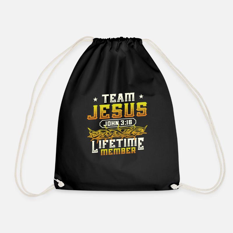 Team Jesus, Johannes 3:16, Lebenslanges Mitglied - Turnbeutel - Schwarz