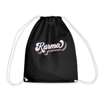 Karma, was herumgeht, kommt um Retro Karma - Turnbeutel - Schwarz - Vorne