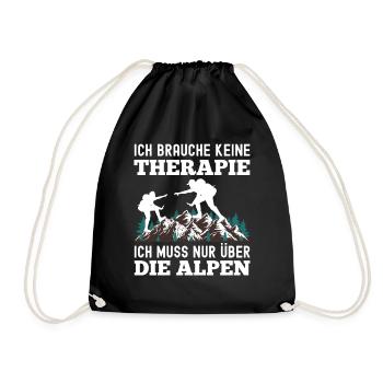 Brauche Keine Therapie Alpen Alpenüberquerung - Turnbeutel - Schwarz - Vorne