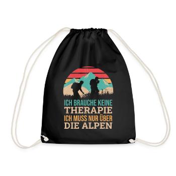 Brauche Keine Therapie Alpen Alpenüberquerung - Turnbeutel - Schwarz - Vorne