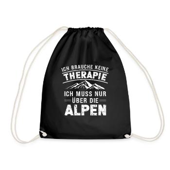 Brauche Keine Therapie Alpen Alpenüberquerung - Turnbeutel - Schwarz - Vorne