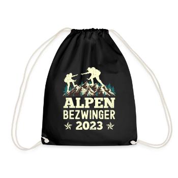 Alpenbezwinger 2023 Alpenüberquerung Finisher - Turnbeutel - Schwarz - Vorne