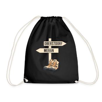 Crossing the Alps Oberstdorf Merano E5 long-distance hiking trail - Drawstring Bag - black - Front