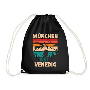 Alpenüberquerung München Venedig Fernwanderweg - Turnbeutel - Schwarz - Vorne