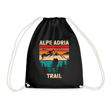 Crossing the Alps Alpe Adria Trail Ferwanderweg - Drawstring Bag - black - Front