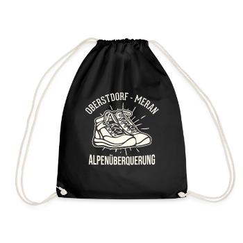 Crossing the Alps Oberstdorf Merano E5 long-distance hiking trail - Drawstring Bag - black - Front