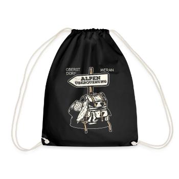 Crossing the Alps Oberstdorf Merano E5 long-distance hiking trail - Drawstring Bag - black - Front