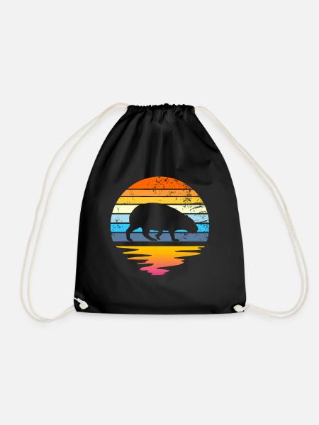 Capybara Retro Sunset Tierliebhaber Capybara - Turnbeutel - Schwarz