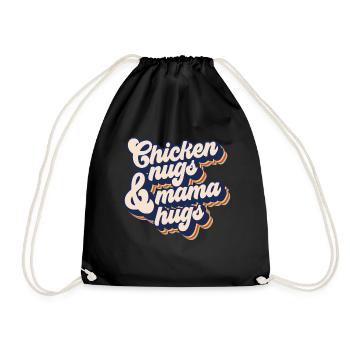 H�hnerfl�sse und Mama Umarmungen Retro -H�hnernugg - Turnbeutel - Schwarz - Vorne