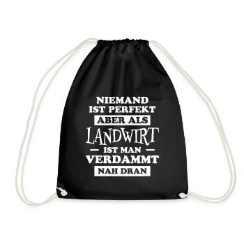 Landwirt Lustig Spruch Traktor Landwirt Geschenk - Turnbeutel - Schwarz - Vorne