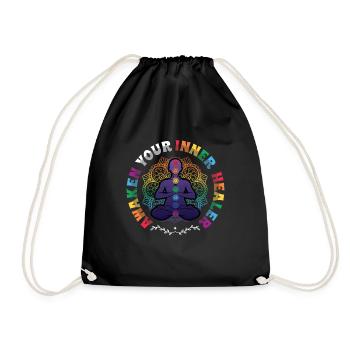 Awaken Your Inner Healer, Reiki Spiritual - Drawstring Bag - black - Front