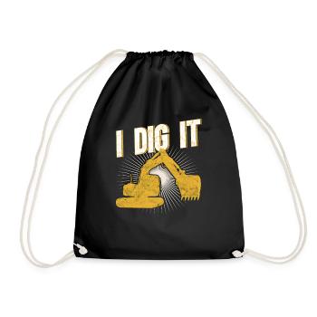 Retro Excavator Slogan Excavator Driver Construction Site - Drawstring Bag - black - Front