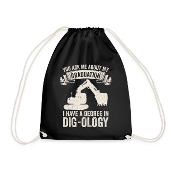 Retro Bagger Spruch Baggerfahrer Baustelle - Turnbeutel - Schwarz - Vorne