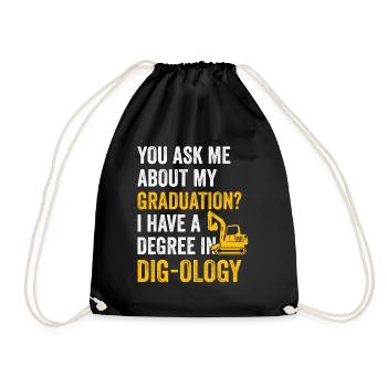Retro Excavator Saying Excavator Driver Construction Site - Drawstring Bag - black - Front