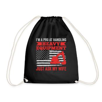 Retro Excavator Slogan Excavator Driver Construction Site - Drawstring Bag - black - Front