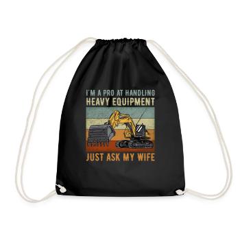 Retro Excavator Saying Excavator Driver Construction Site - Drawstring Bag - black - Front
