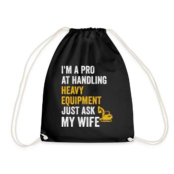 Retro Excavator Slogan Excavator Driver Construction Site - Drawstring Bag - black - Front