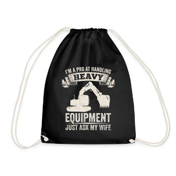 Retro Excavator Slogan Excavator Driver Construction Site - Drawstring Bag - black - Front