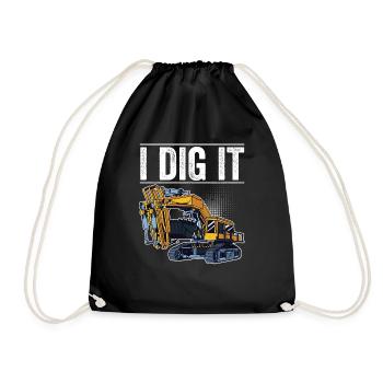 Retro Bagger Spruch Baggerfahrer Baustelle - Turnbeutel - Schwarz - Vorne