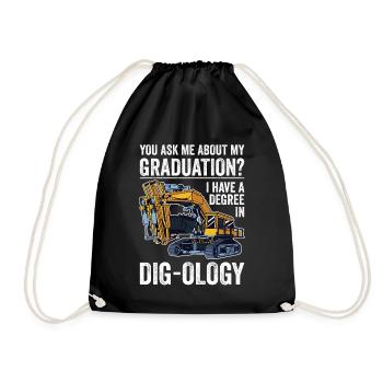 Retro Bagger Spruch Baggerfahrer Baustelle - Turnbeutel - Schwarz - Vorne