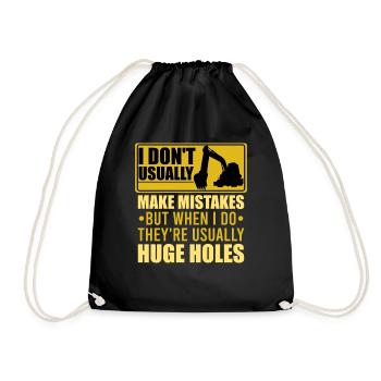 Retro Excavator Slogan Excavator Driver Construction Site - Drawstring Bag - black - Front