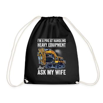 Retro Excavator Slogan Excavator Driver Construction Site - Drawstring Bag - black - Front