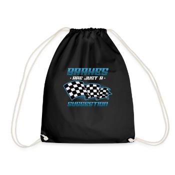 Brakes are just a suggestion, Racing Checkered - Drawstring Bag - black - Front