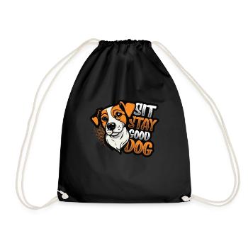Sit Stay, Good Dog, Dog Trainer - Drawstring Bag - black - Front