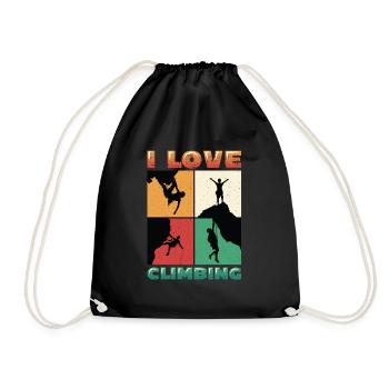 I love rock climbing, rock climbing - Drawstring Bag - black - Front