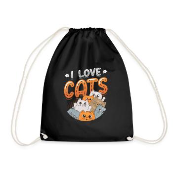 Ich Liebe Katzen - Turnbeutel - Schwarz - Vorne