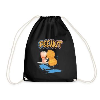 Peenut, funny peeing peanut - Drawstring Bag - black - Front