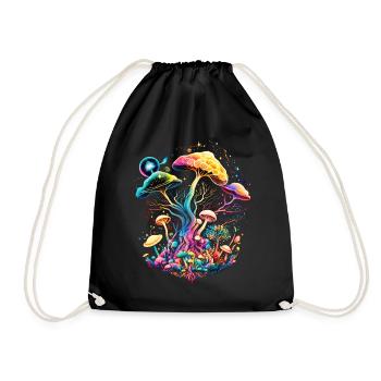 Zauberpilze, Pilze, Magic mushrooms, psychedelic - Turnbeutel - Schwarz - Vorne