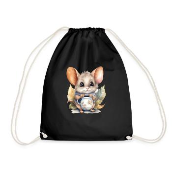 Gerboise pygmée avec style aquarelle café - Sac de sport léger - noir - Devant
