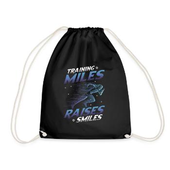 Training Miles, Raises Smiles, Marathon Laufen - Turnbeutel - Schwarz - Vorne