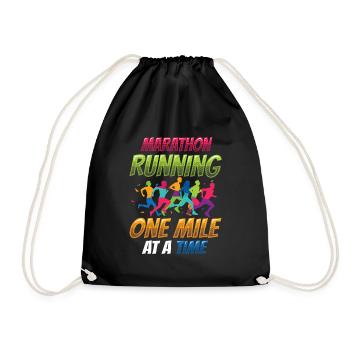 Marathon, One Mile At A Time Marathon - Drawstring Bag - black - Front