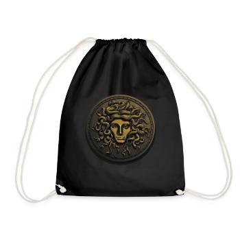 Medusa Head Statue Ancient Greek Coin Myhtology - Drawstring Bag - black - Front